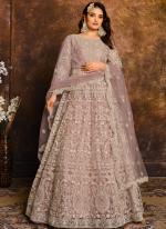 Net Lavender Wedding Wear Embroidery Work Anarkali Suit